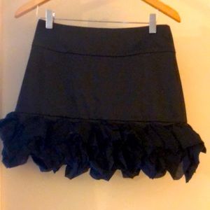 Express Design Studio Black Satin Skirt with Ruffles